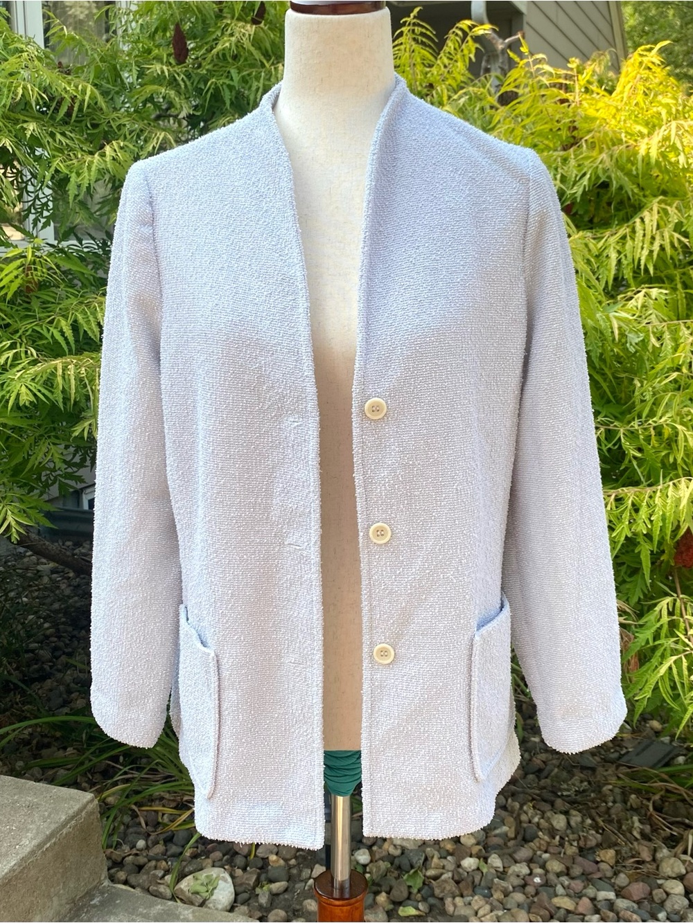 Vintage 80’s Center Stage Terrycloth Blazer Size Large 14 Gray Blue